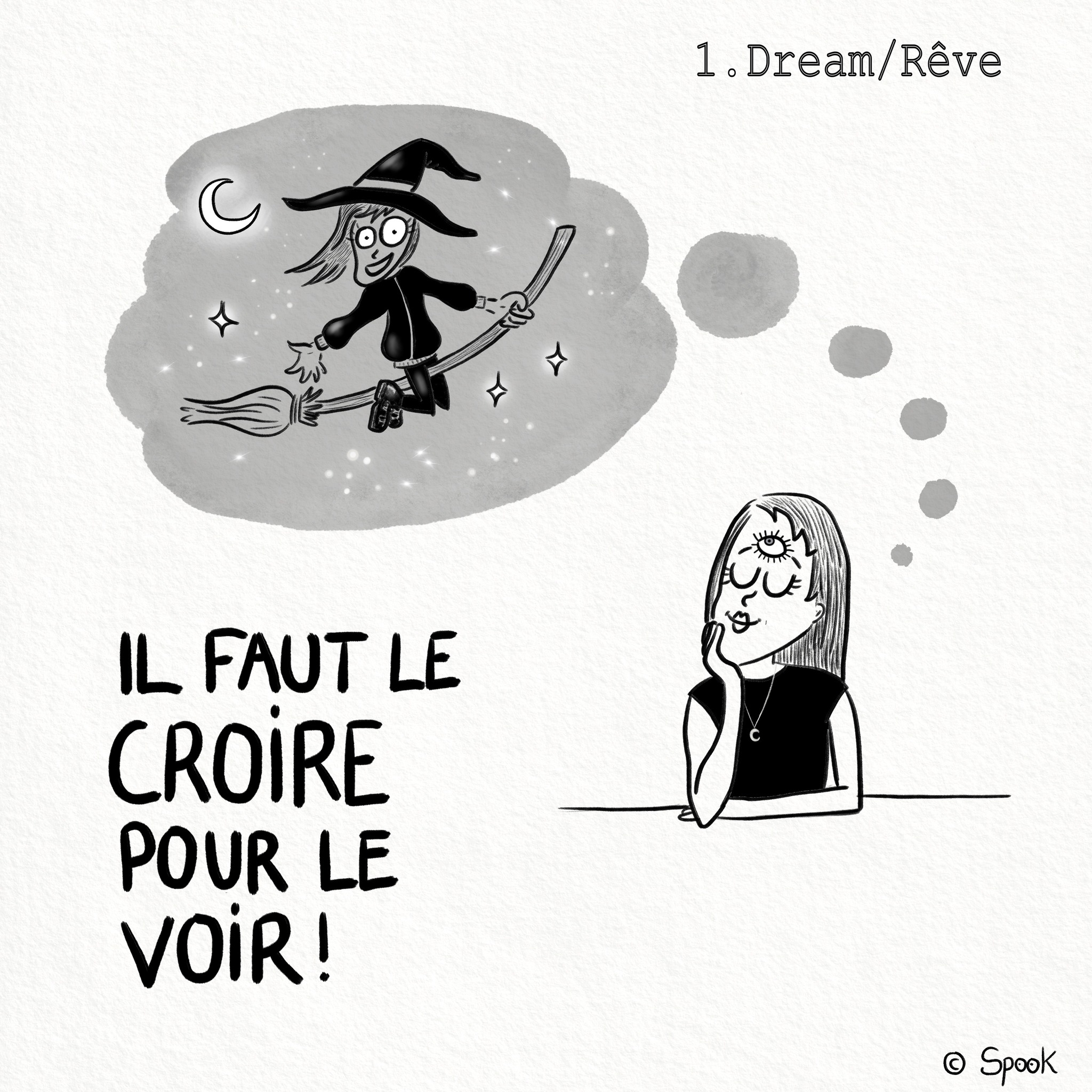 Illustration pour la série "Les Spooky" dans le cadre d'Inktober